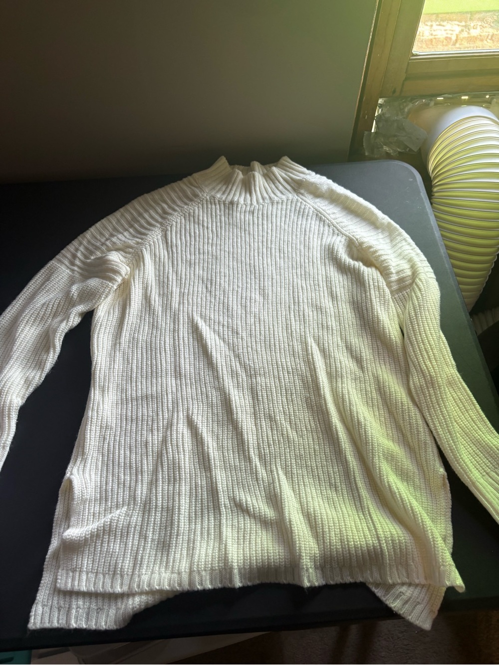 VENUS White Ribbed Mock Neck Long Sleeve Sweater